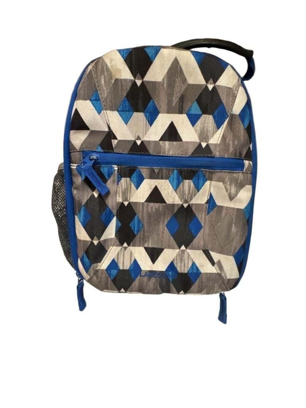 Lands' End Insulated Soft-Sided Lunch Box with Geometric Diamond Pattern
